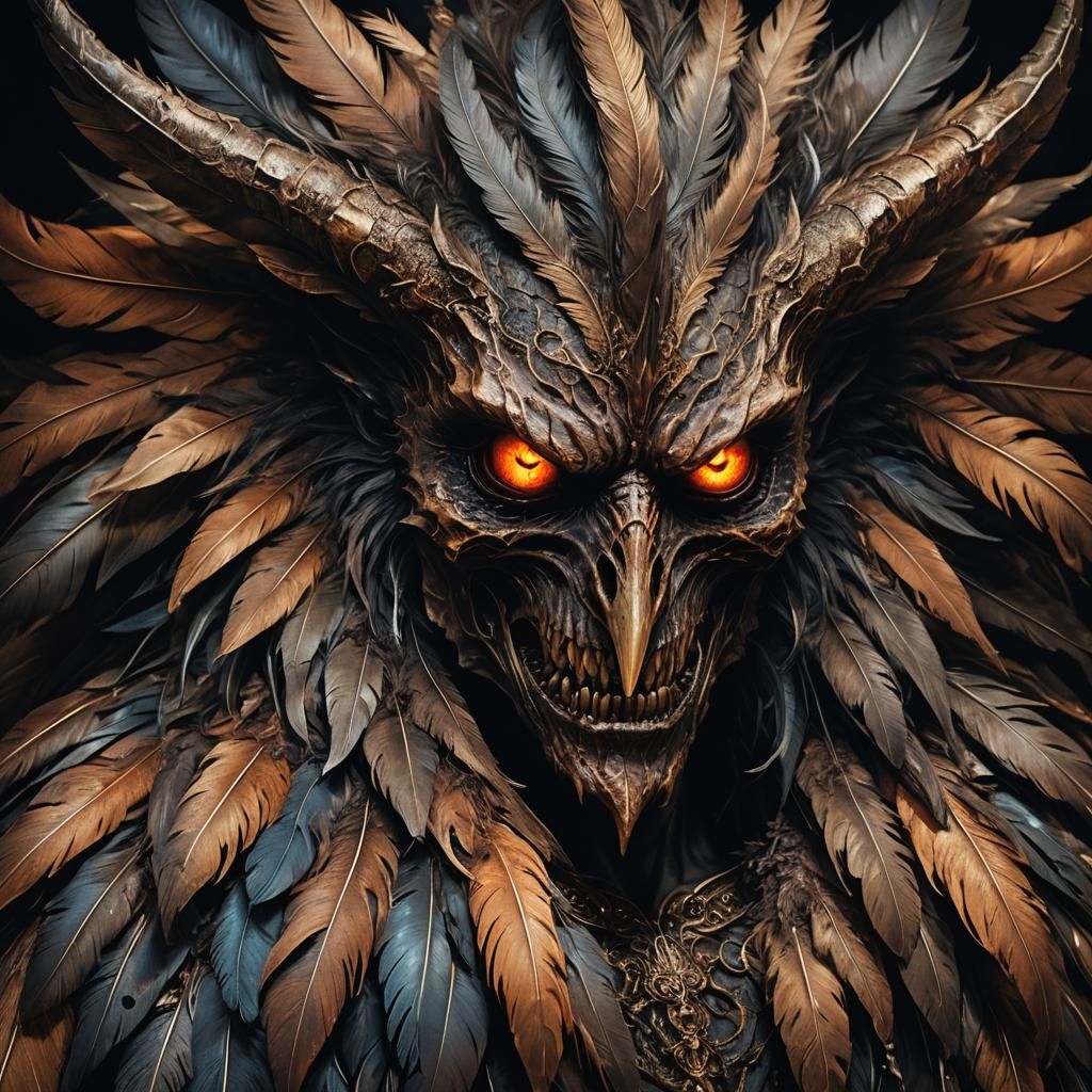 Dark Fantasy Demon in Chiaroscuro Oil Painting Style