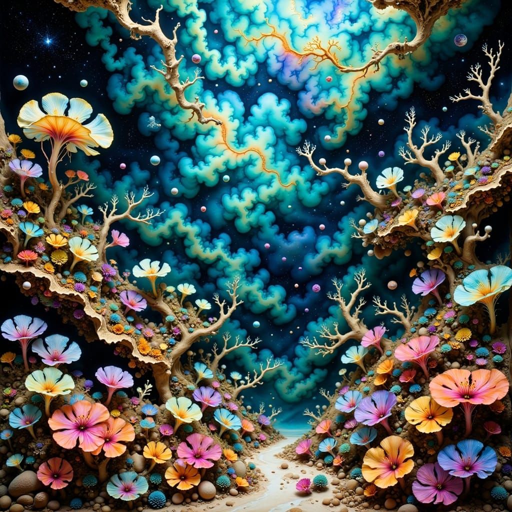 Vibrant Coral Reef in Hyperkraximalismus Style