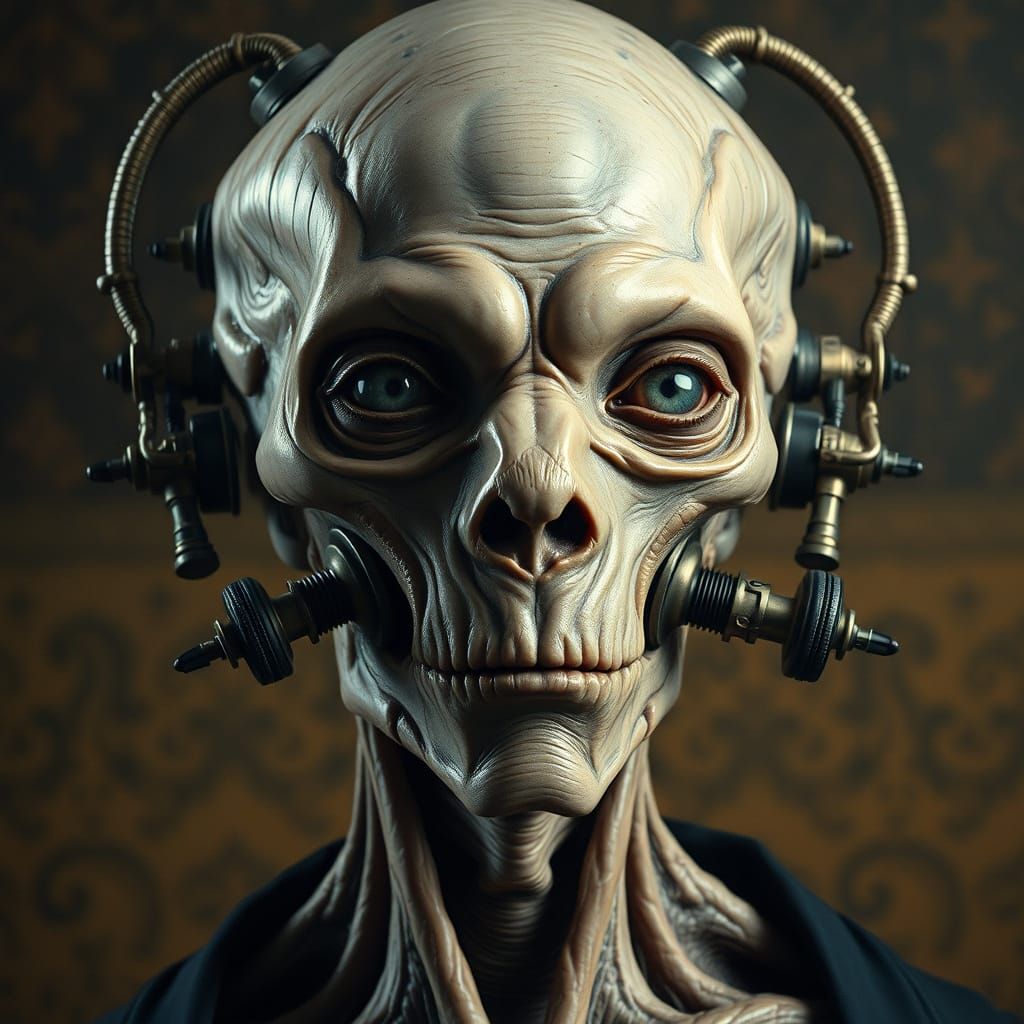 Hyperrealistic Portrait of an Alien Being in Flemish Style