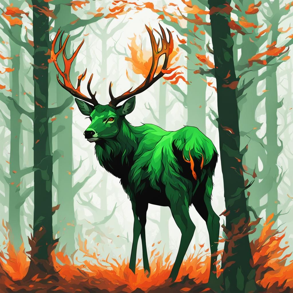 Green Fiery Deer