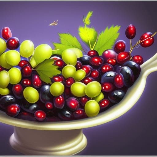 Bowl of Berries: Detailed Matte Painting in 8k