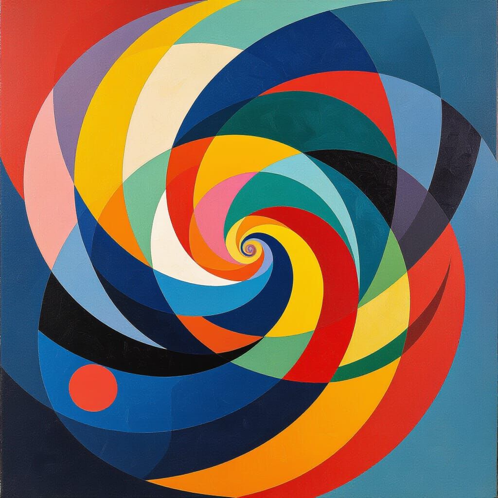 Vibrant Abstract Swirls in Blue, Orange, Green, and Red