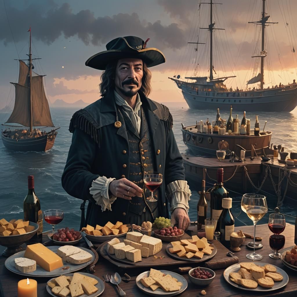 Guy Fawkes at Yacht Champagne Bar in Fantasy Art Style