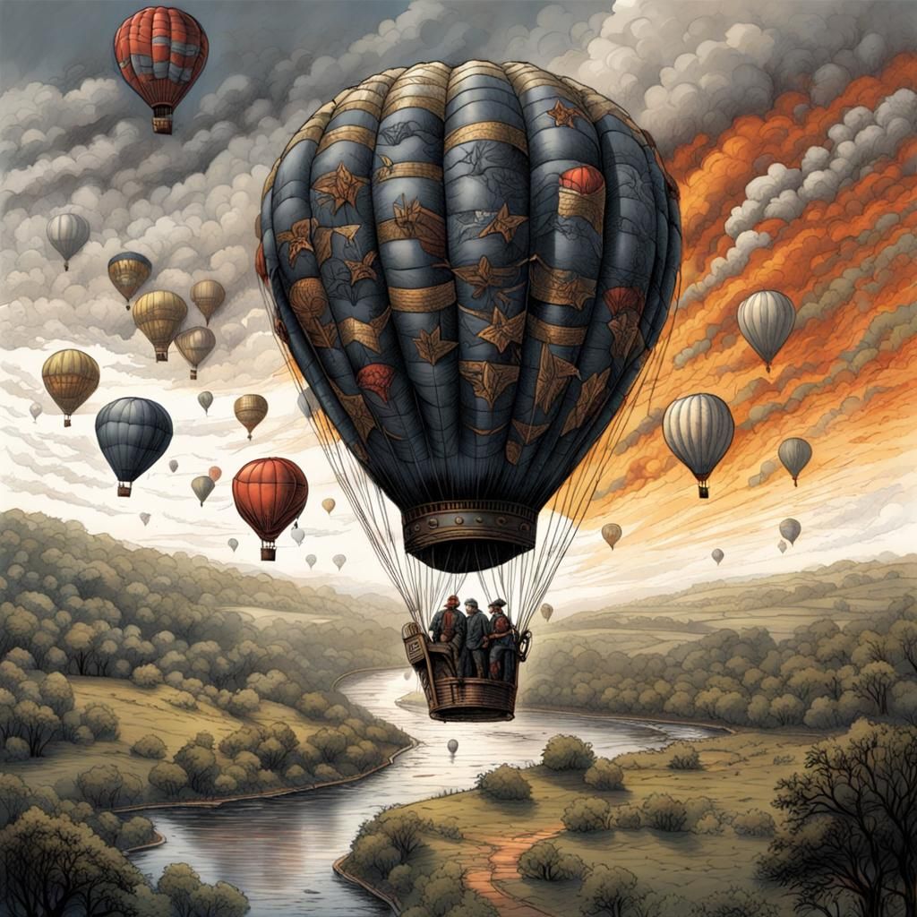 Gettysburg Hot Air Balloon in Hyperrealistic Comic Art