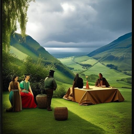 Fantastical Picnic in Expressionist Style