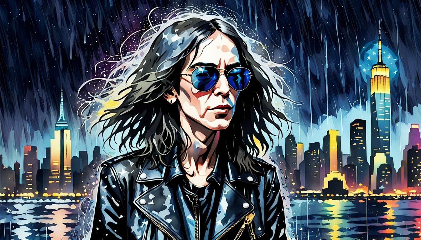 Pop Art Portrait: Patti Smith in Rainy New York