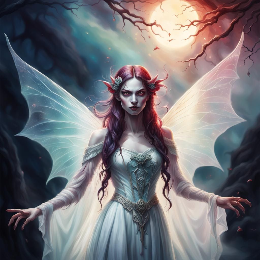 Ethereal Vampire Fairy in Hyperrealistic Style