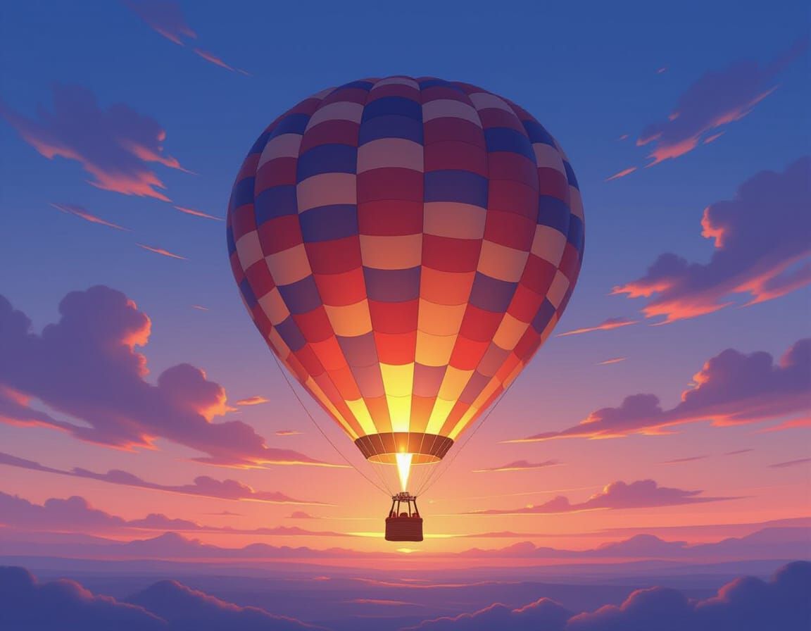 Oversized Hot Air Balloon in Twilight Sky