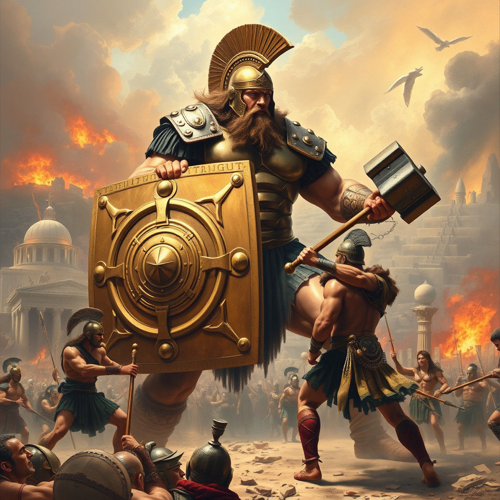 Ajax Faces Hector in Trojan War, Frazetta Style
