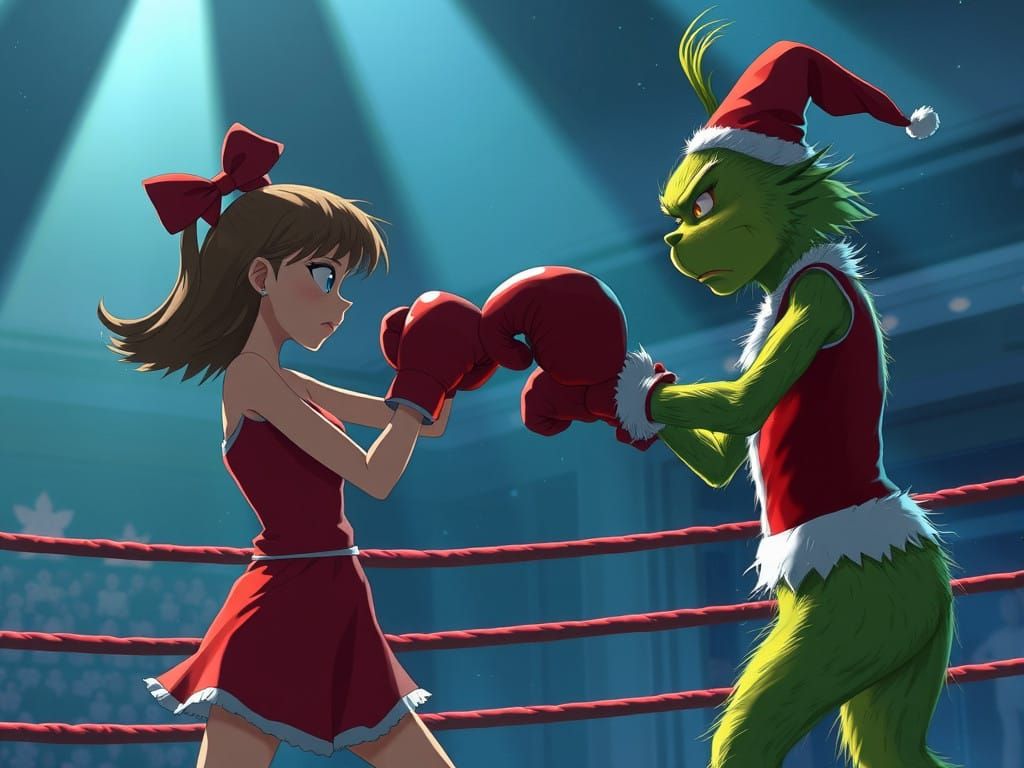 The Grinch vs Cindy Lou Who in Epic Anime Boxing Match