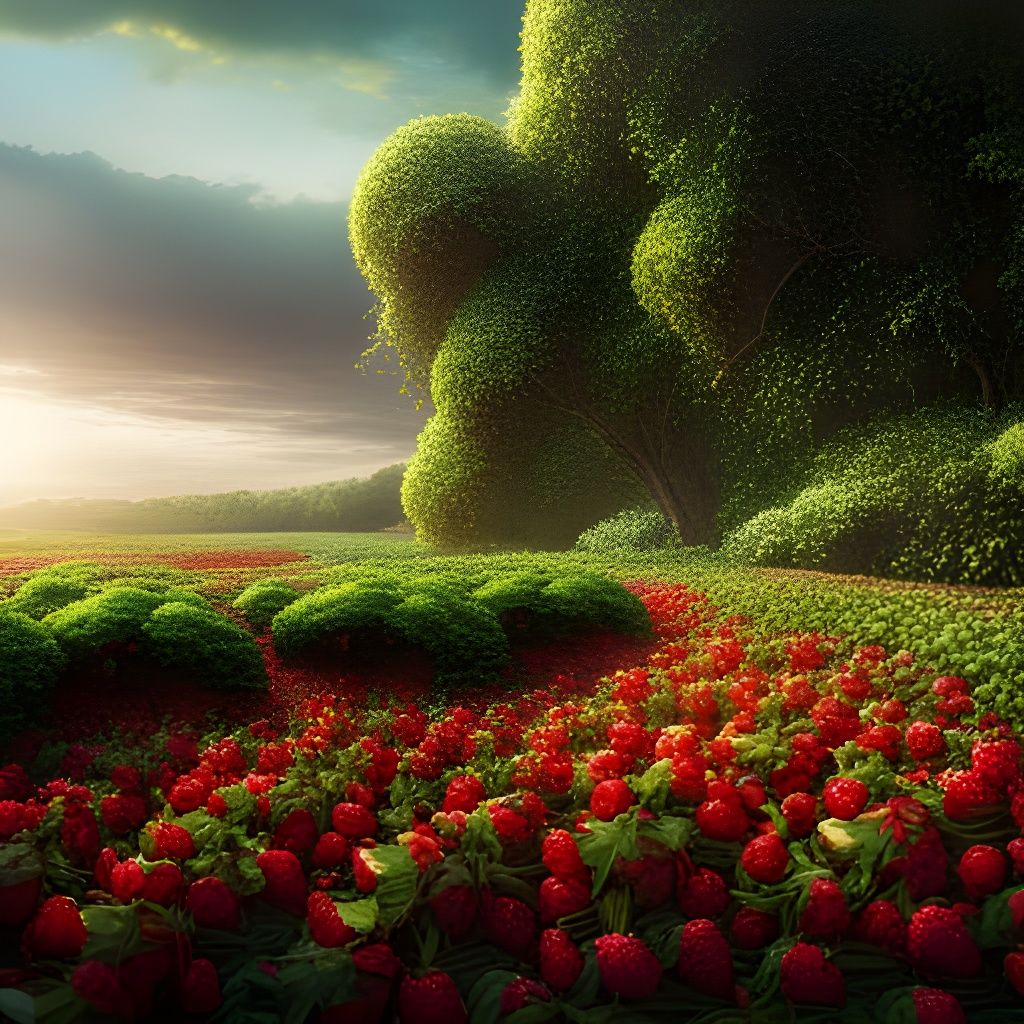 Strawberry Garden: Epic Digital Matte Painting