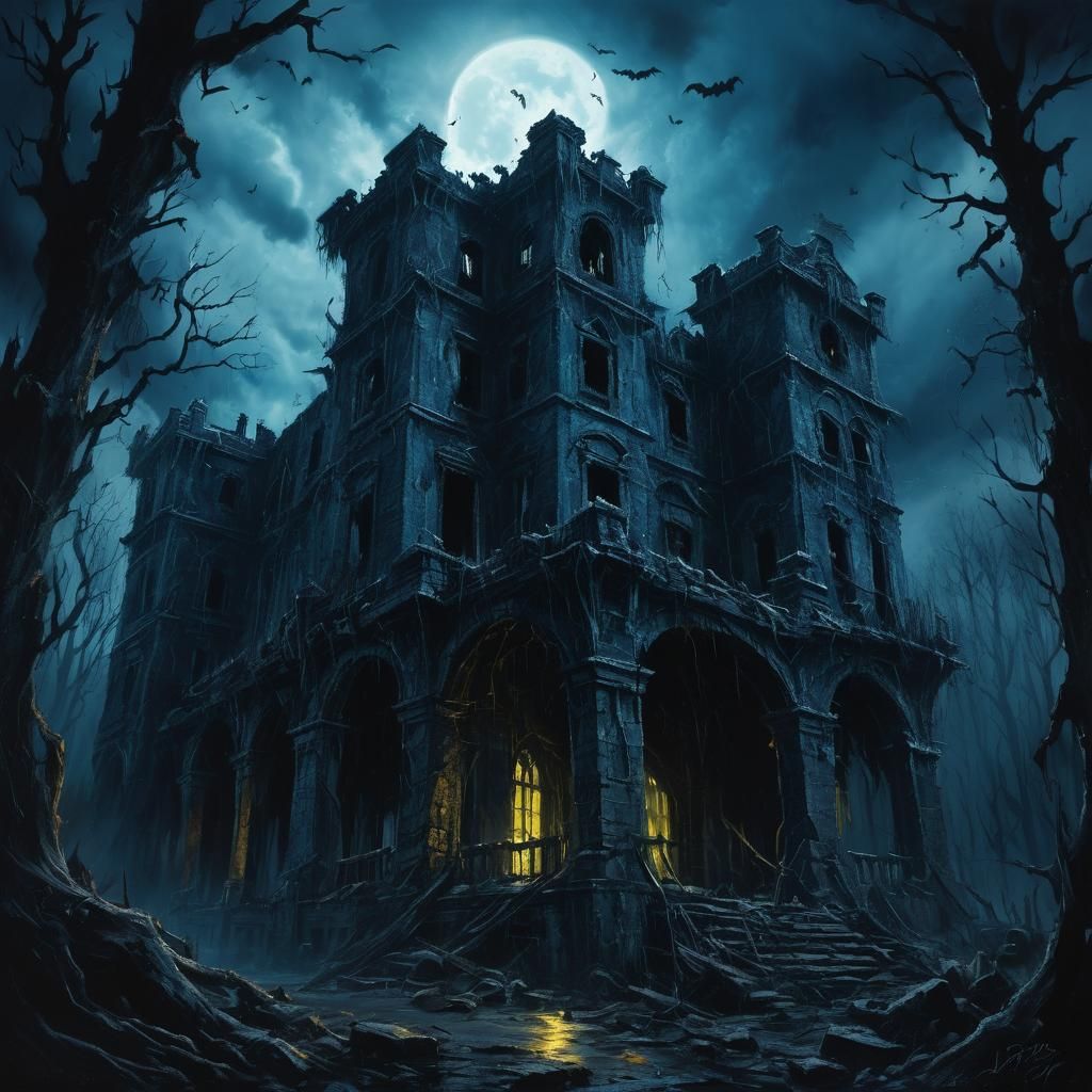 Dark Fantasy Forest Ruin with Gothic Horror Elements