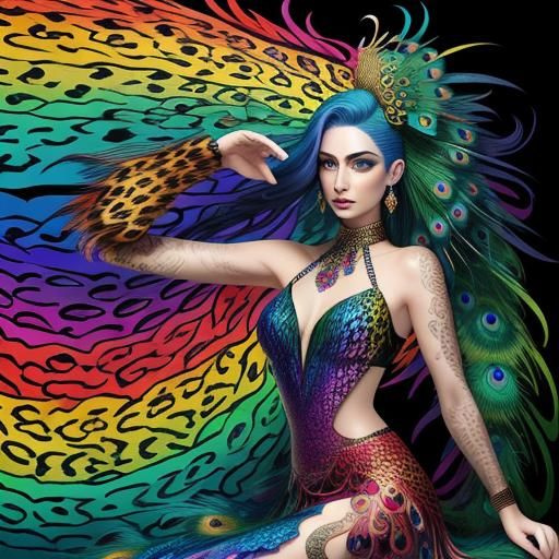 Abstract Portrait of Woman with Dragon Scales