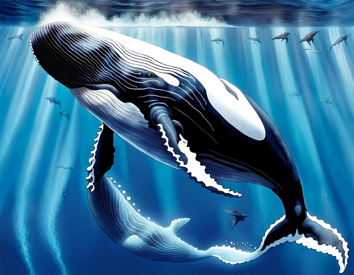 Whale in Avatar Style with Abstract Fractals