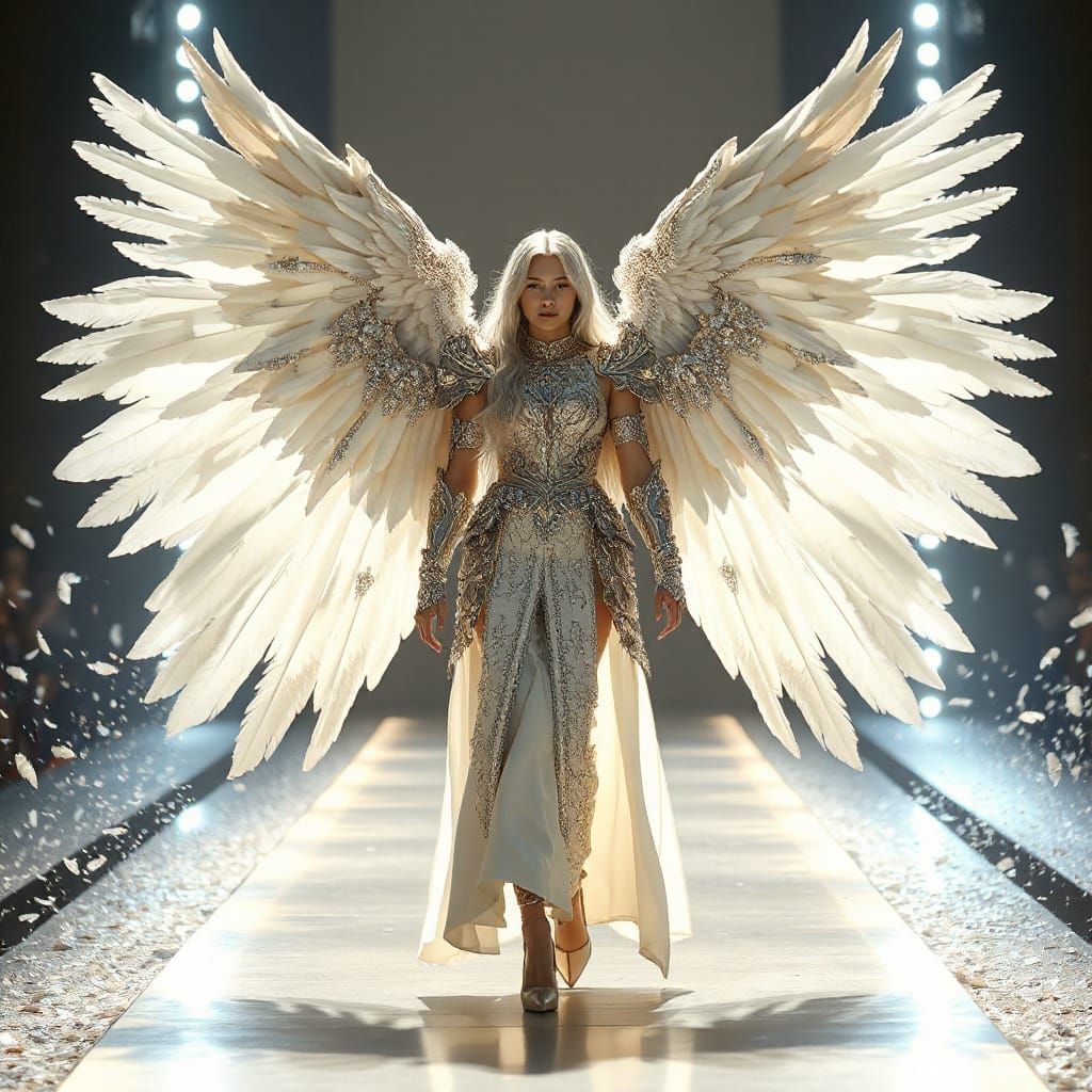 Majestic Angel on Radiant Runway in Digital Art