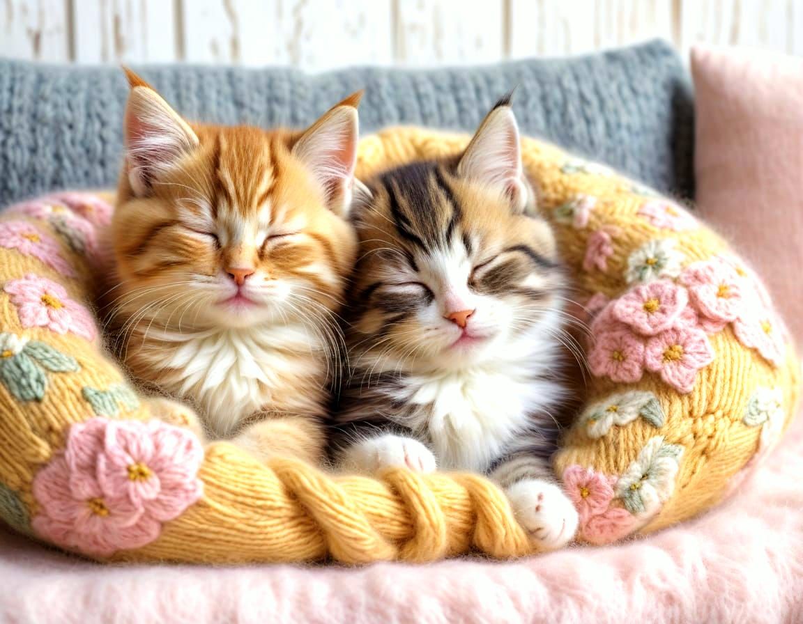 Cozy Kittens in Floral Haven