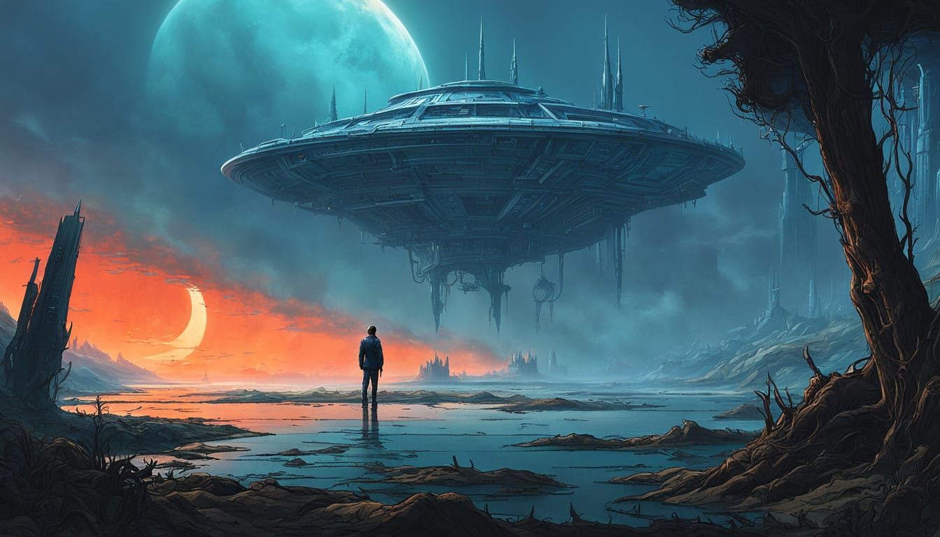 Mystical Historian Surveys Ancient Sirius B Cityscape