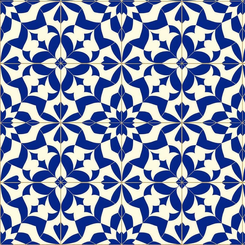 Andalusian Geometric Pattern in Blue and White