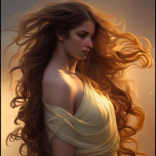 Hera: A Greek Goddess Portrait in Art Nouveau Style