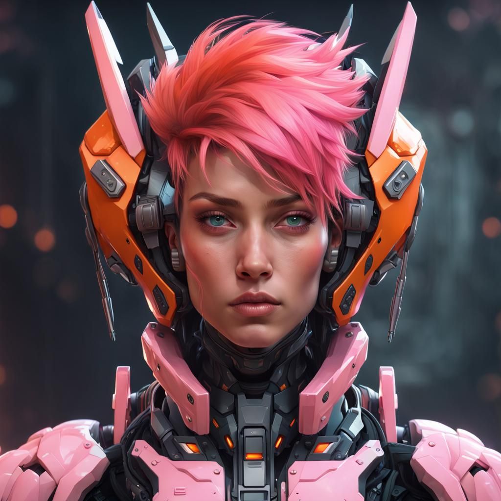 Mech Robot and Pilot Portrait in Hyperdetailed Style