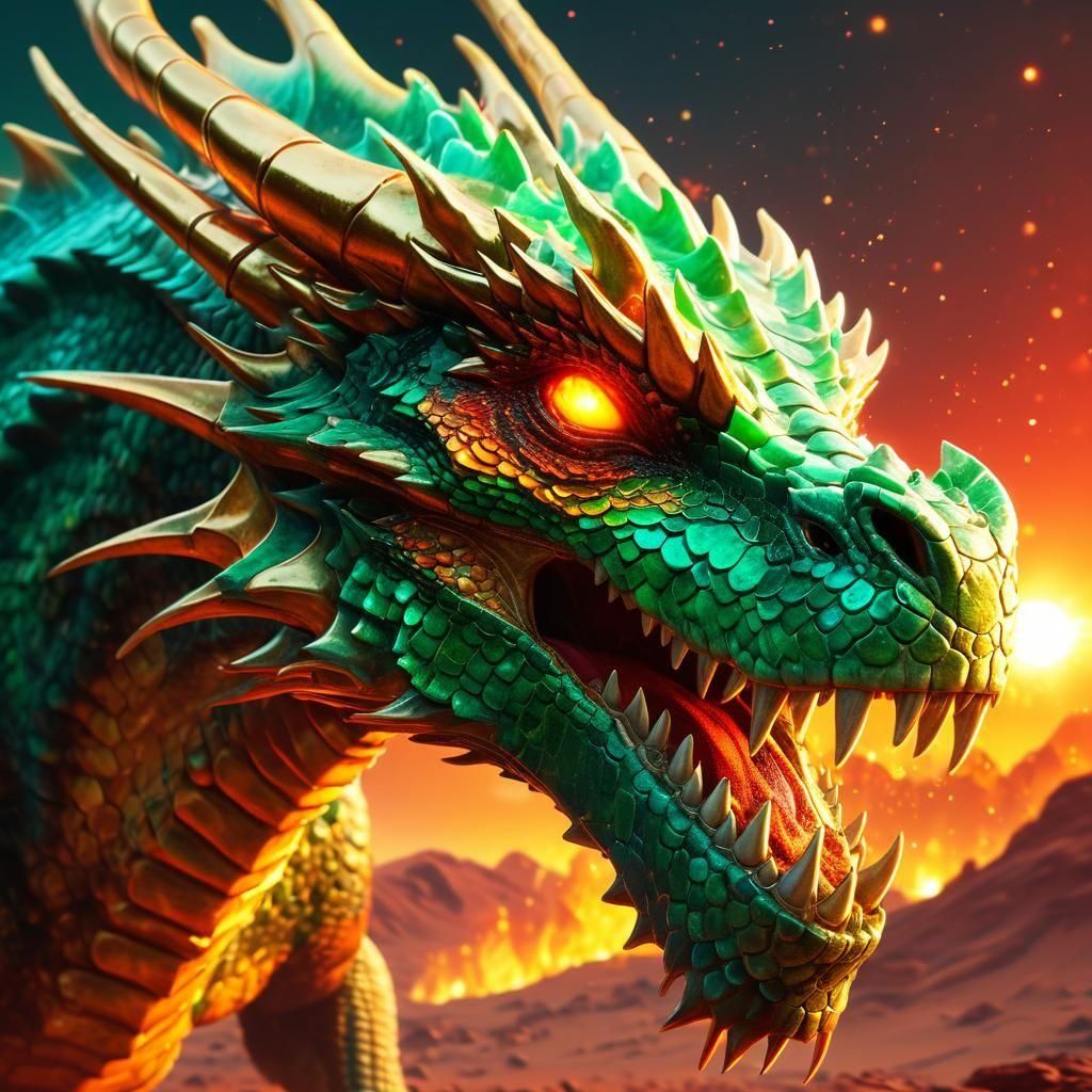 Hyper Realistic Jade Dragon Melts Mars