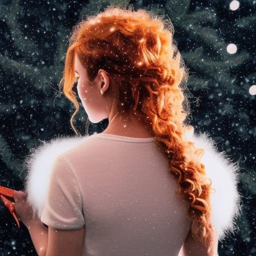 Woman with Red Hair in Snowy Landscape