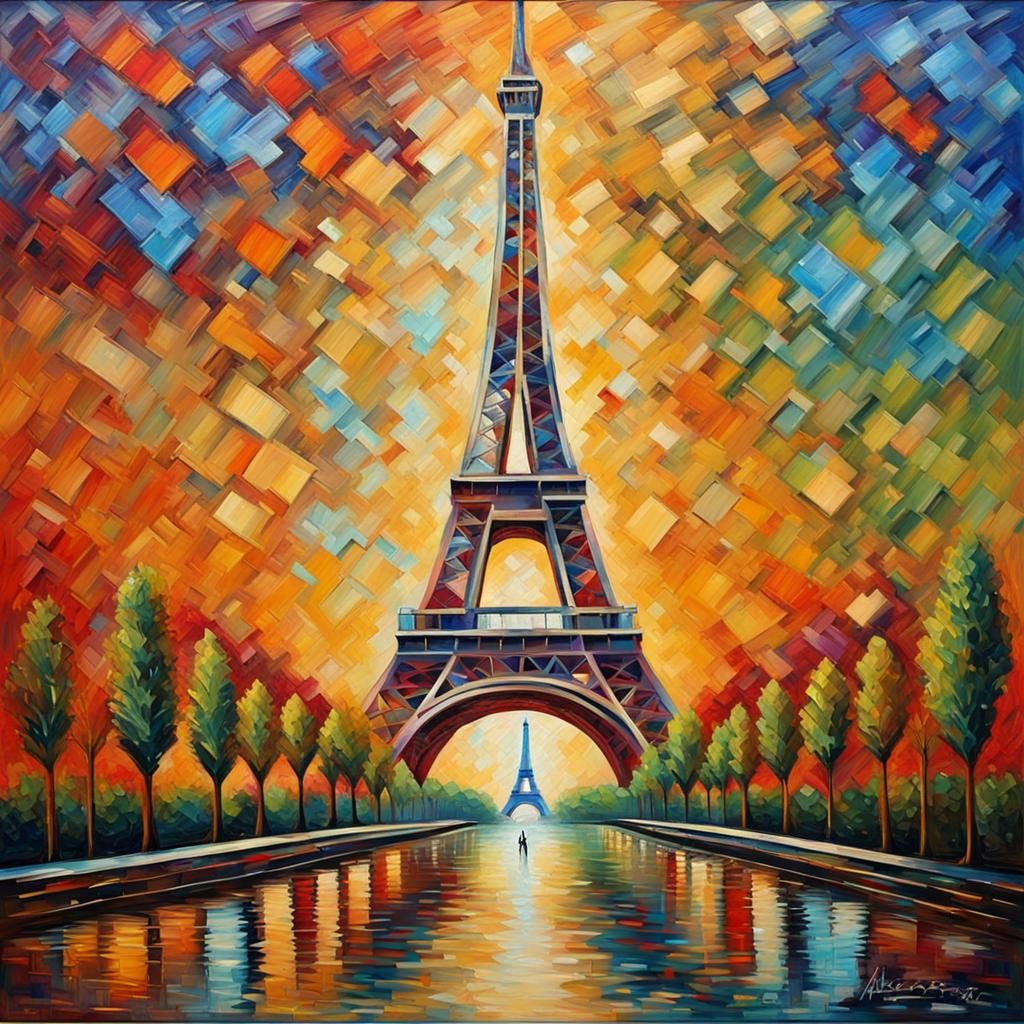 Art Deco Eiffel Tower in Metallic Colors