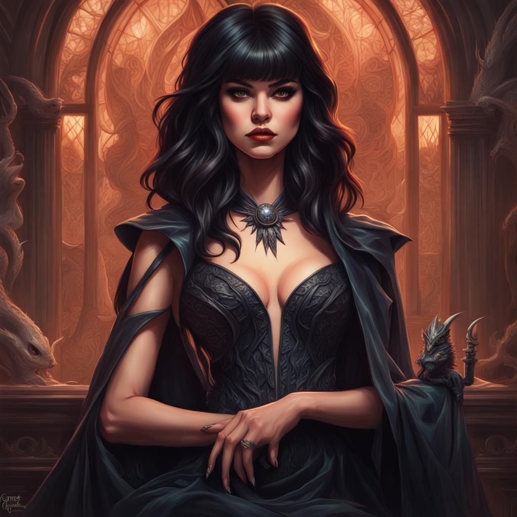 Gothic Selena Gomez as Elvira Portrait