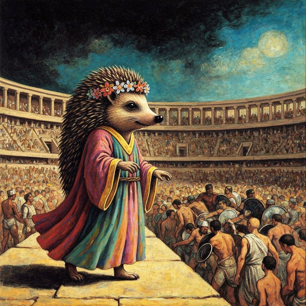 Hippie Hedgehog Attends Gladiatorial Fights: Fauvist Style