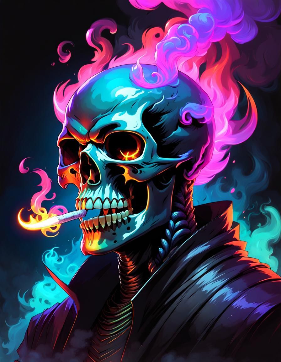 Cartoonish Fiend with Skull Head in Vector Style