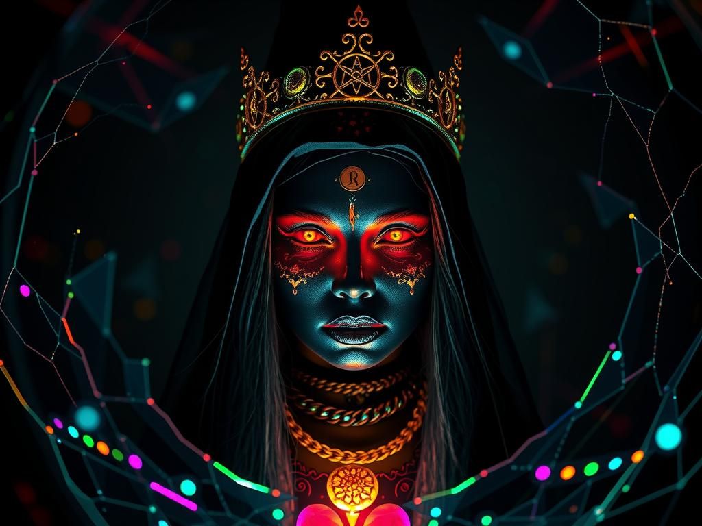 Voodoo Witch Doctor Portrait in Geometric Setting