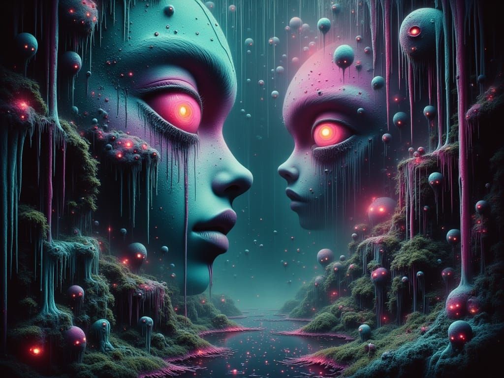 Surreal Dreamscape with Ethereal Ghosts in Dadaist Style