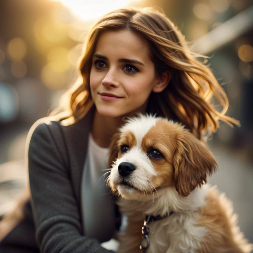 Girl and Dog Playing, Professional Photography