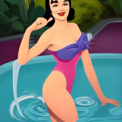 Retro Swimsuit Model in Pop Art Style