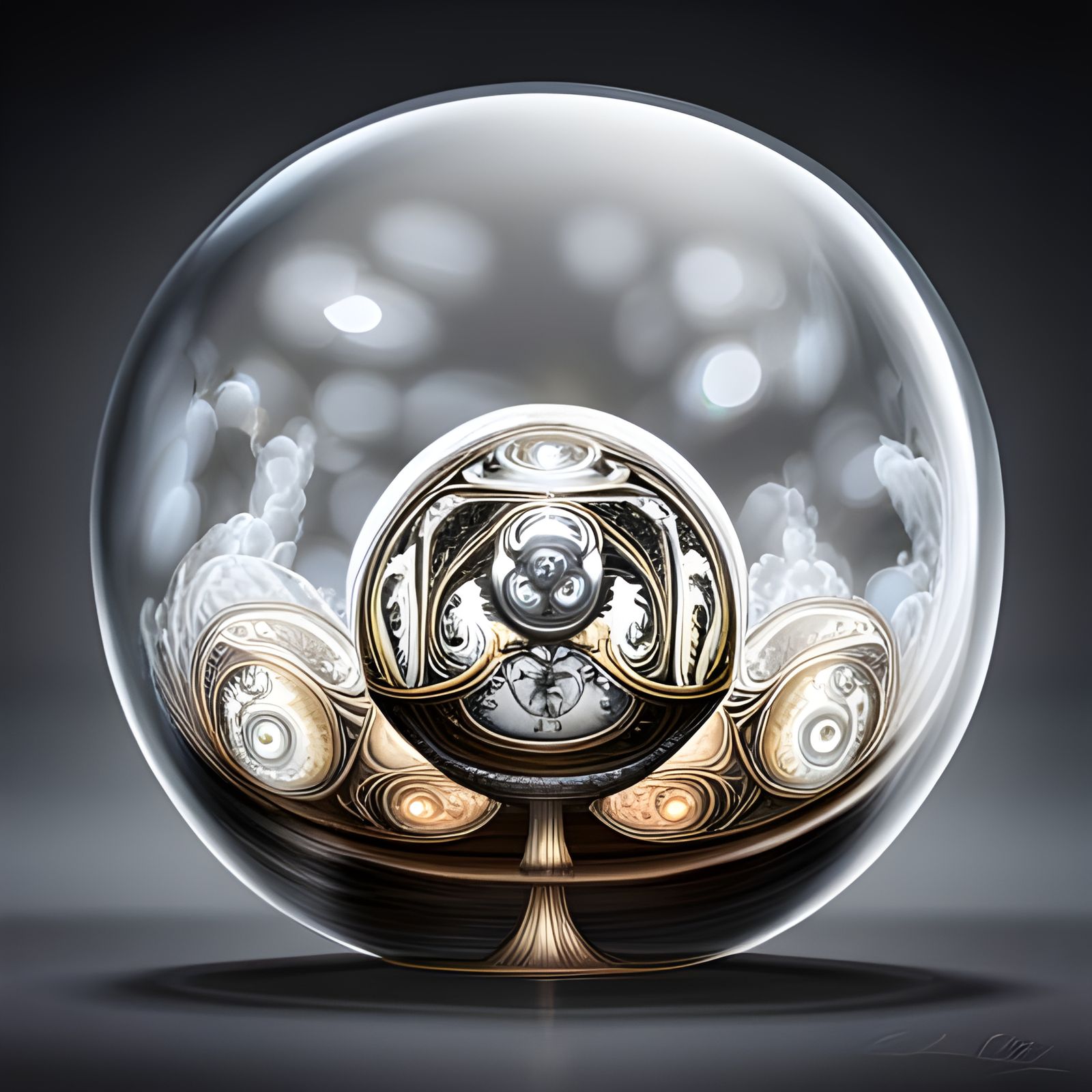 Luminous Orbs Concept Art in Art Nouveau Style