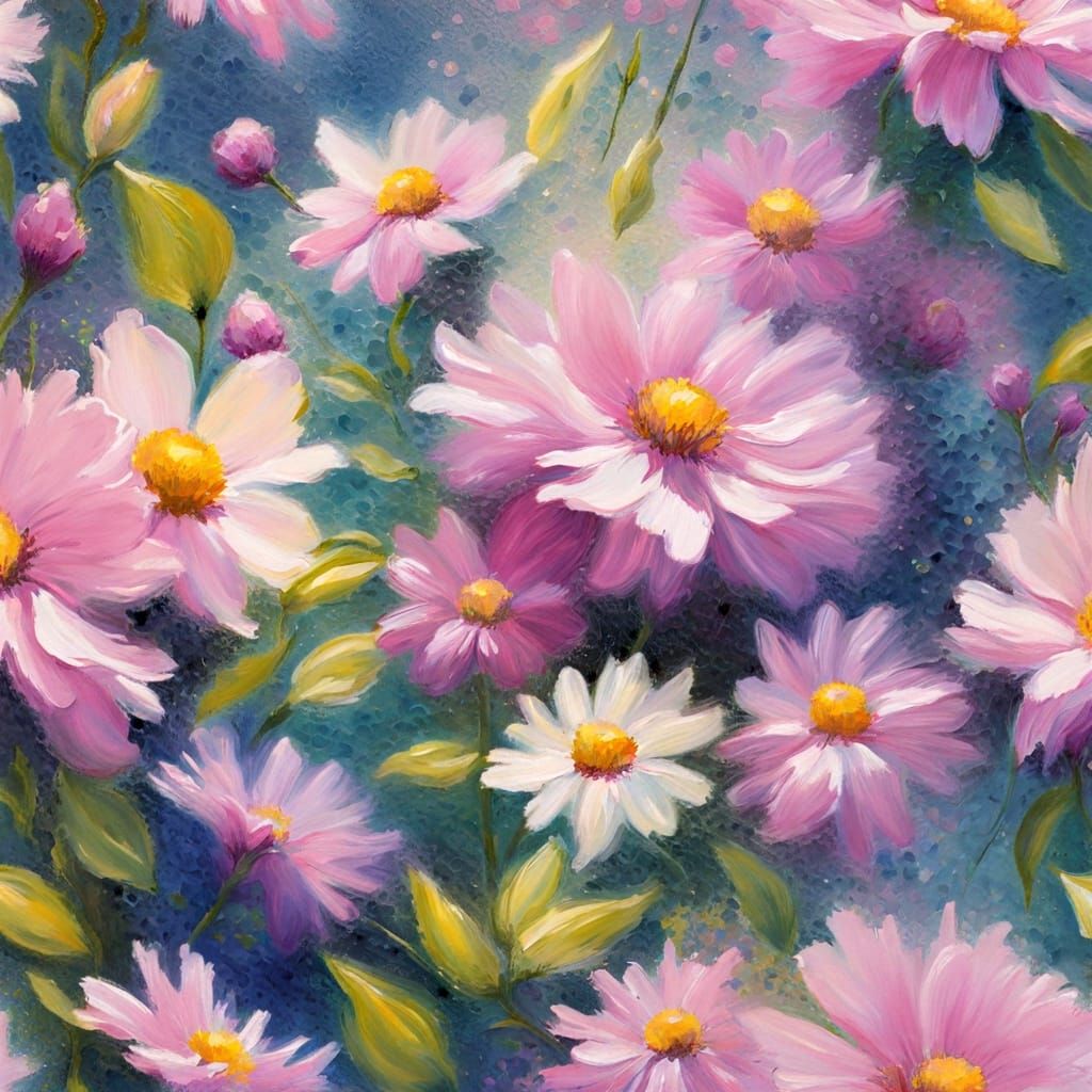 Impressionist Floral Beauty in Pointillism Style