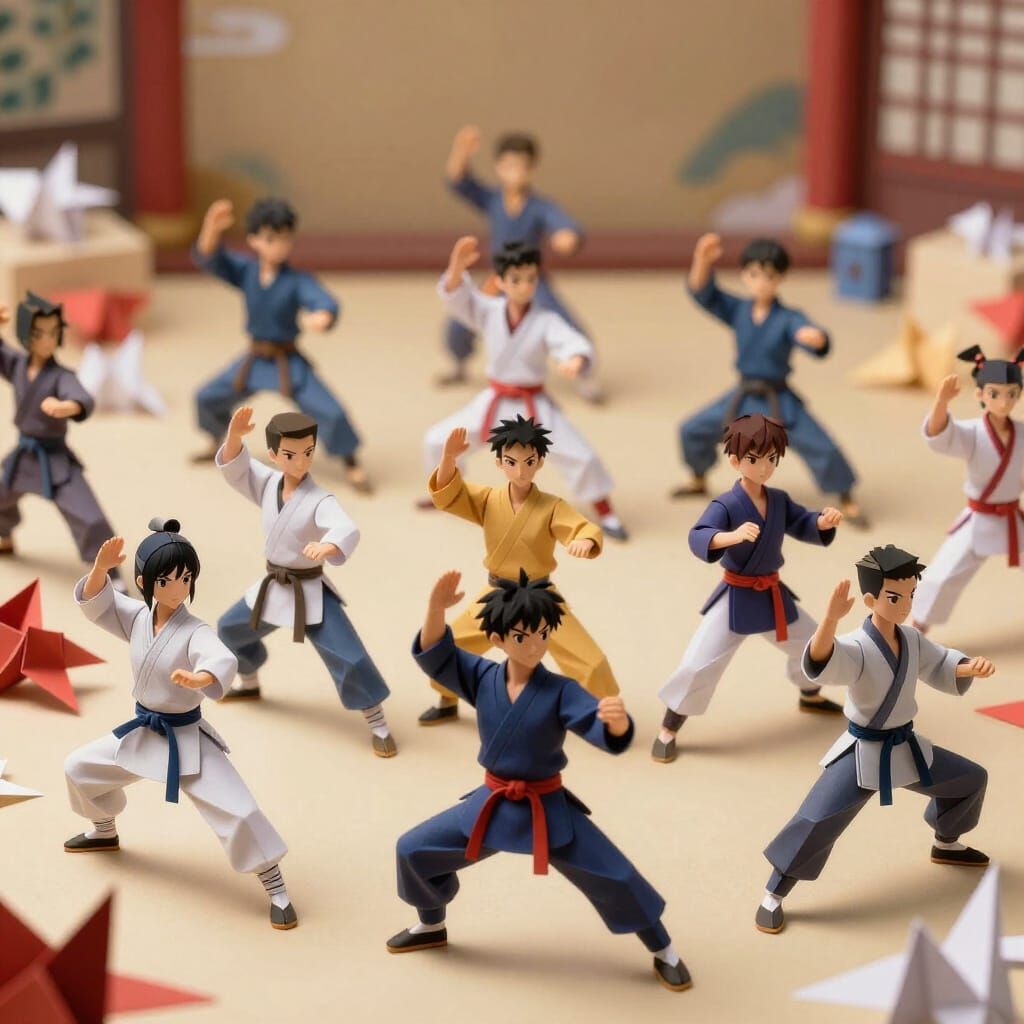 Anime Martial Arts Masters in Papercraft World