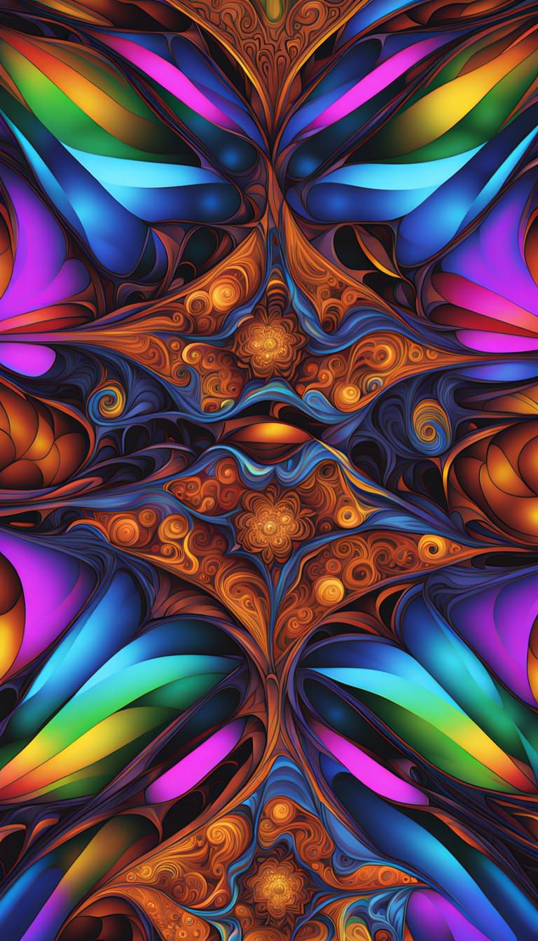 Galactic Fractal Landscapes in Neon Rainbow Hues