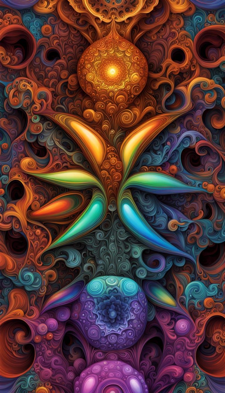 Vibrant Fractal Galaxies in Neon Hues