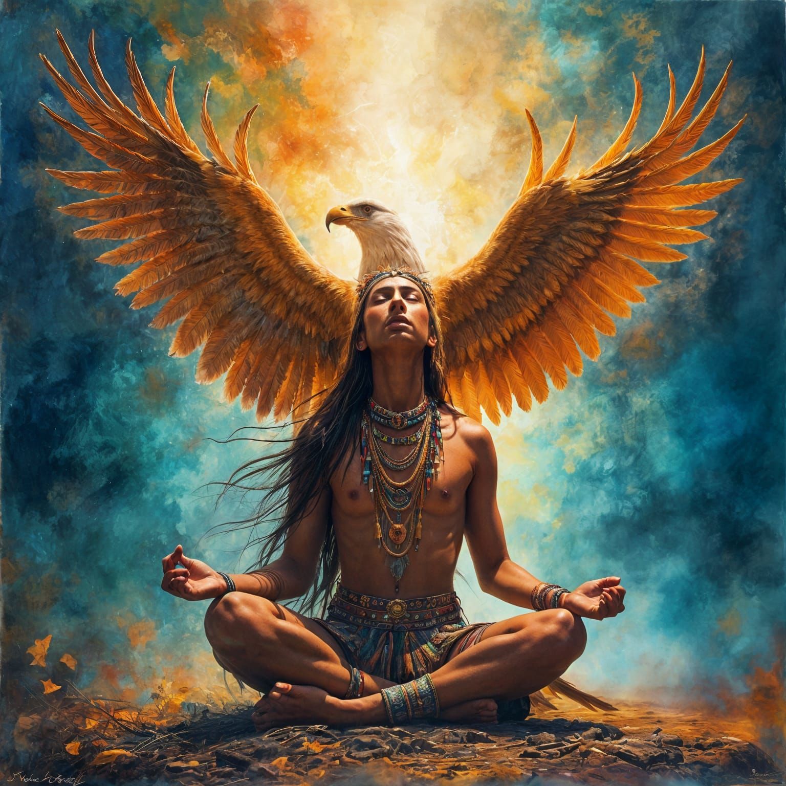 Native American Shaman Transforms Into Eagle Spirit
