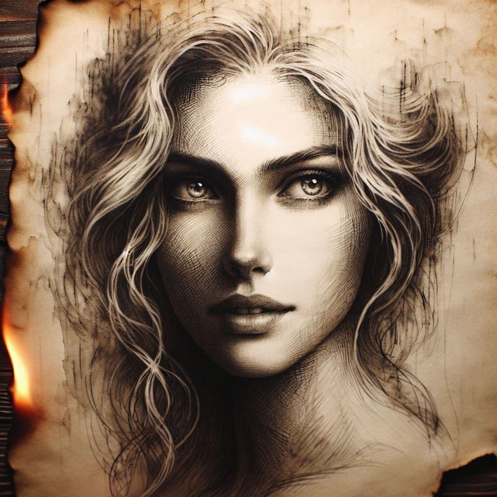 Portrait on Burned Paper: Antique Beauty