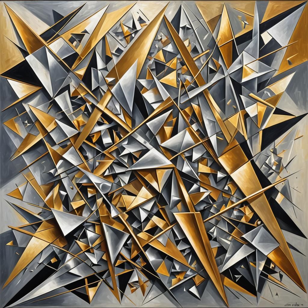Abstract Metal Art in Cubist Style