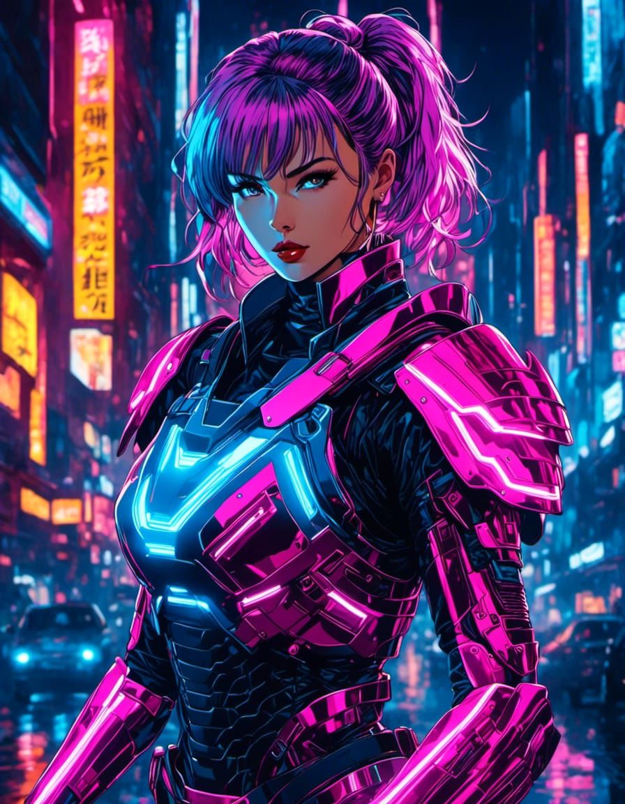 Neon Cyberpunk Ninja Portrait in 8k Resolution