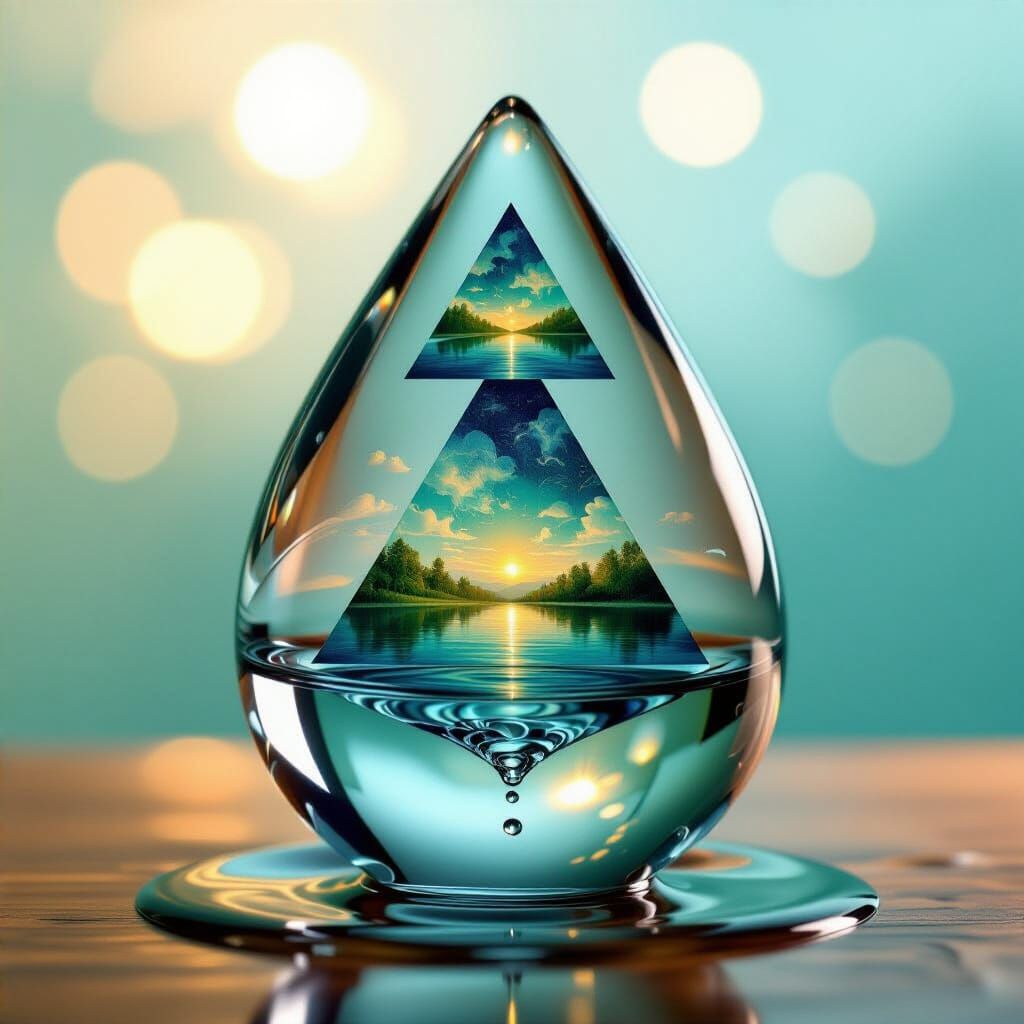 Surreal Digital Art: Triangular Paintings in Water Drop