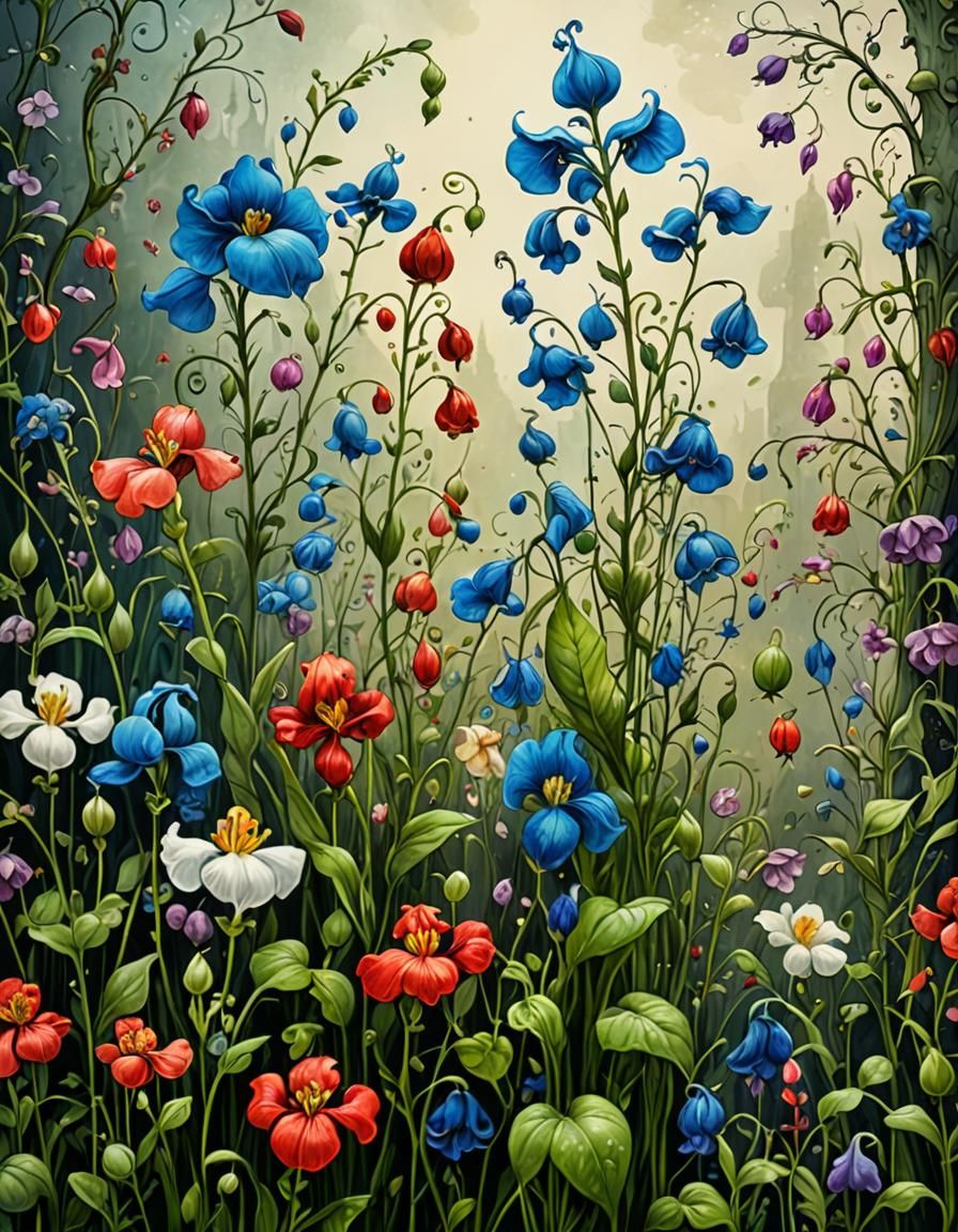 Detailed Lathyrus Odoratus Illustration