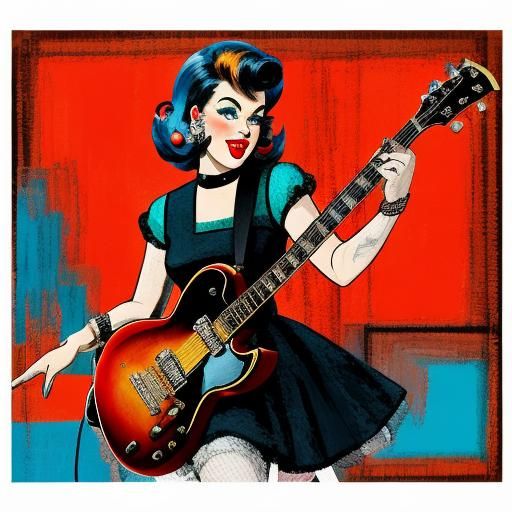 1950s Rock and Roll Singer in Abstract Art