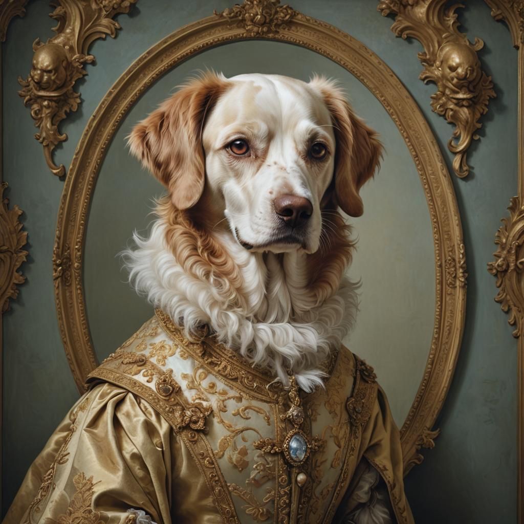 Münsterländer Dog Portrait in Oil, Hyperrealistic