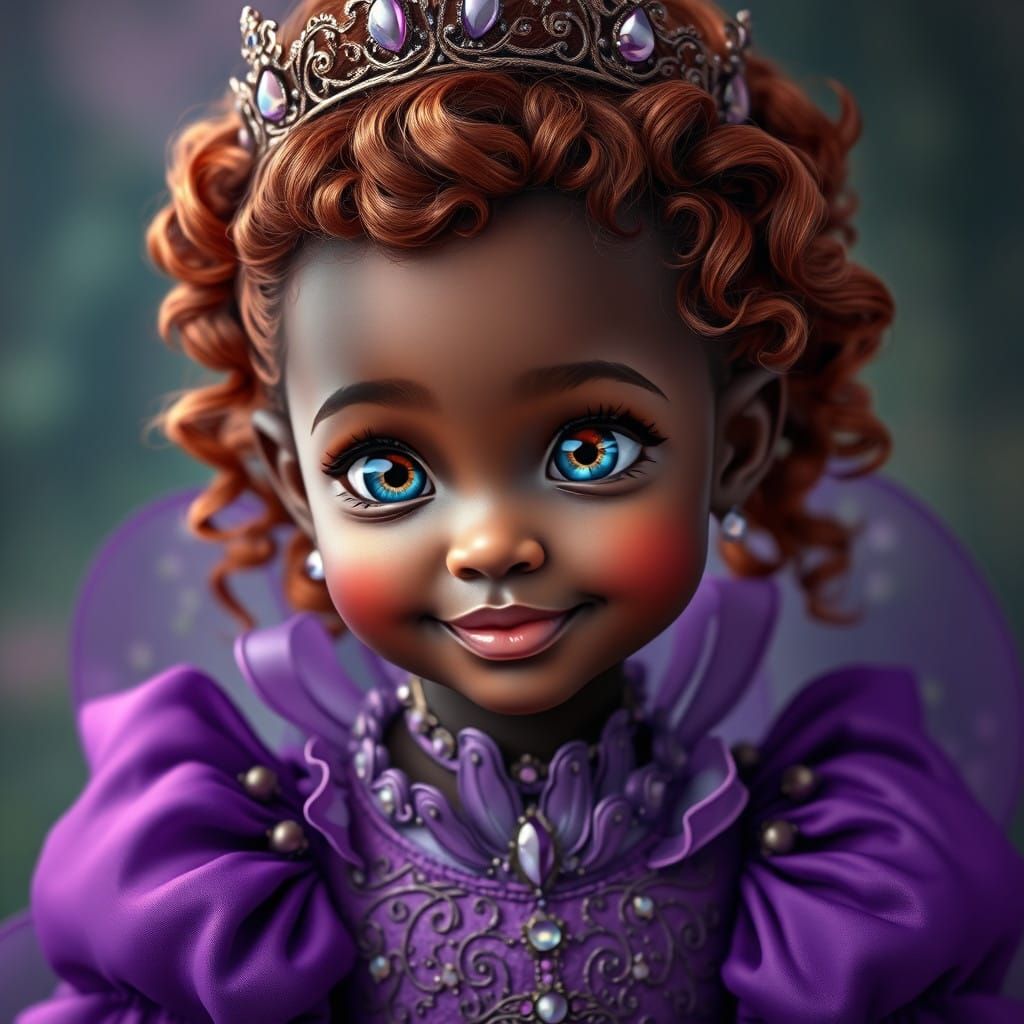 Whimsical Royal Princess in Vibrant Purple Gown