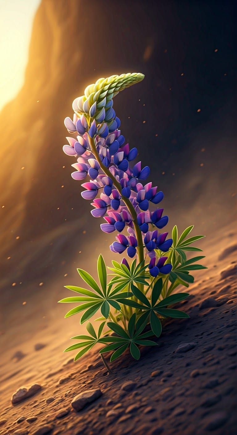 Desert Lupine in Dreamy Landscape