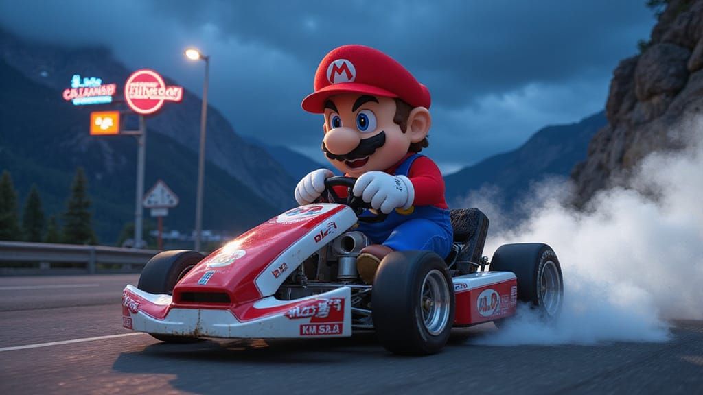 Intense Kart Racer Drifting in Anime Style